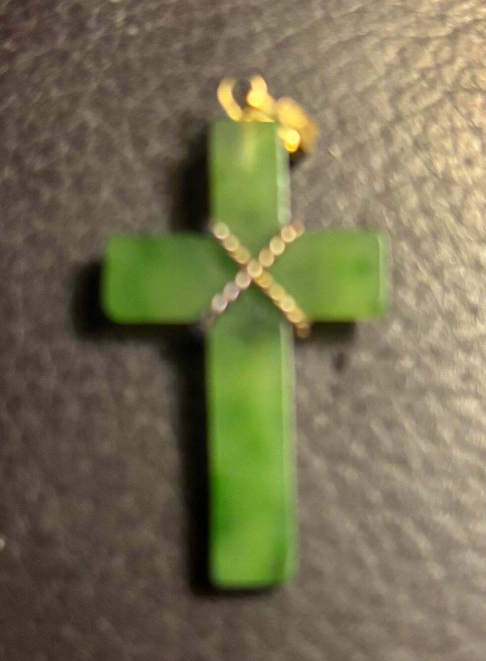 Vintage Jade Cross Green Nephrite Wire Accents 1.5" x 1"